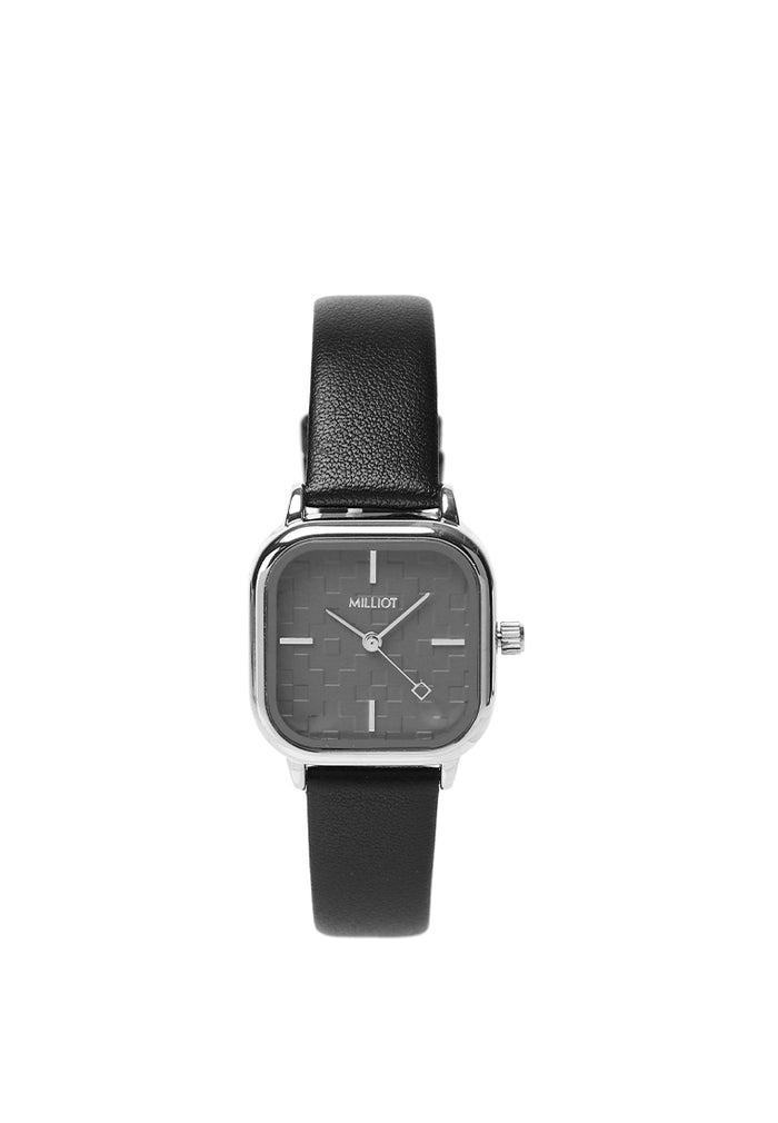 Silver-Black 14mm Basis Genuine Leather Strap