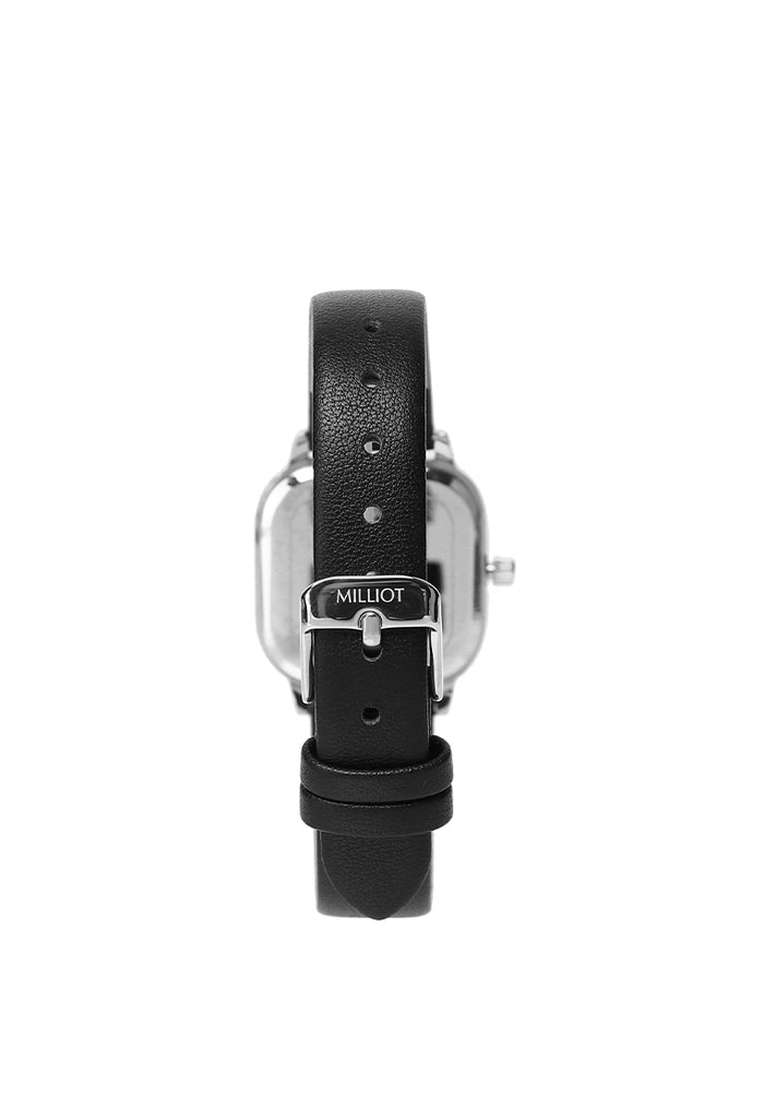Silver-Black 14mm Basis Genuine Leather Strap