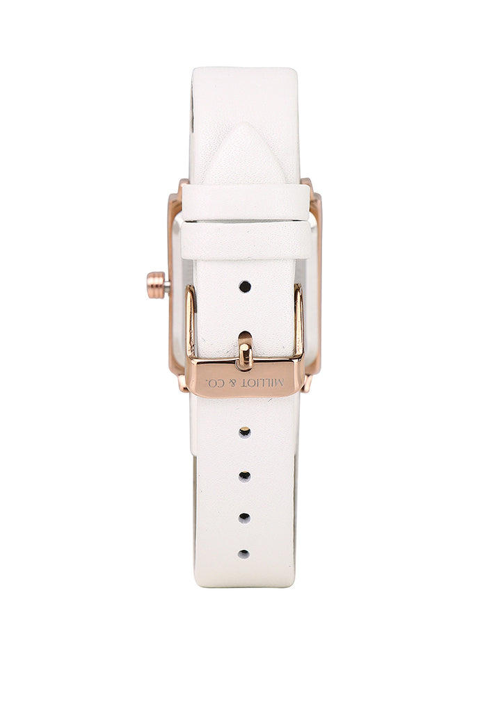 Sima Rose Gold Leather Analog Watch (White)