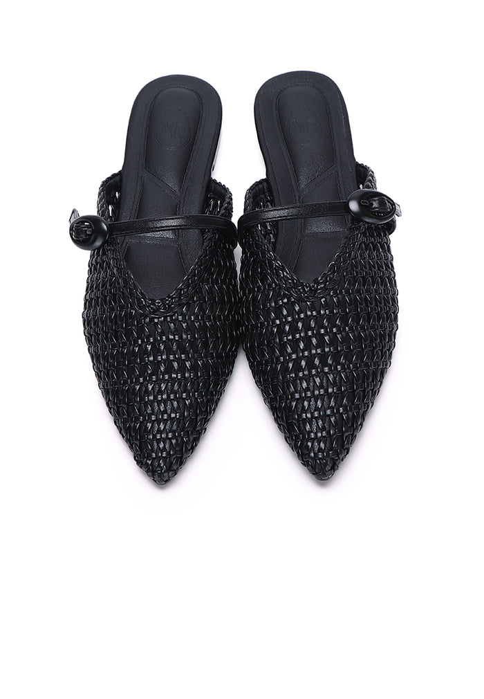 Siti Braided Slip On Sandals (Black)