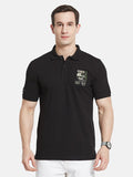SOLID POLO NECK PIQUE MILLITARY APPLIQUED T-SHIRT