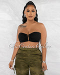 *Souly Black Gold V Neckline Accent Crop Top