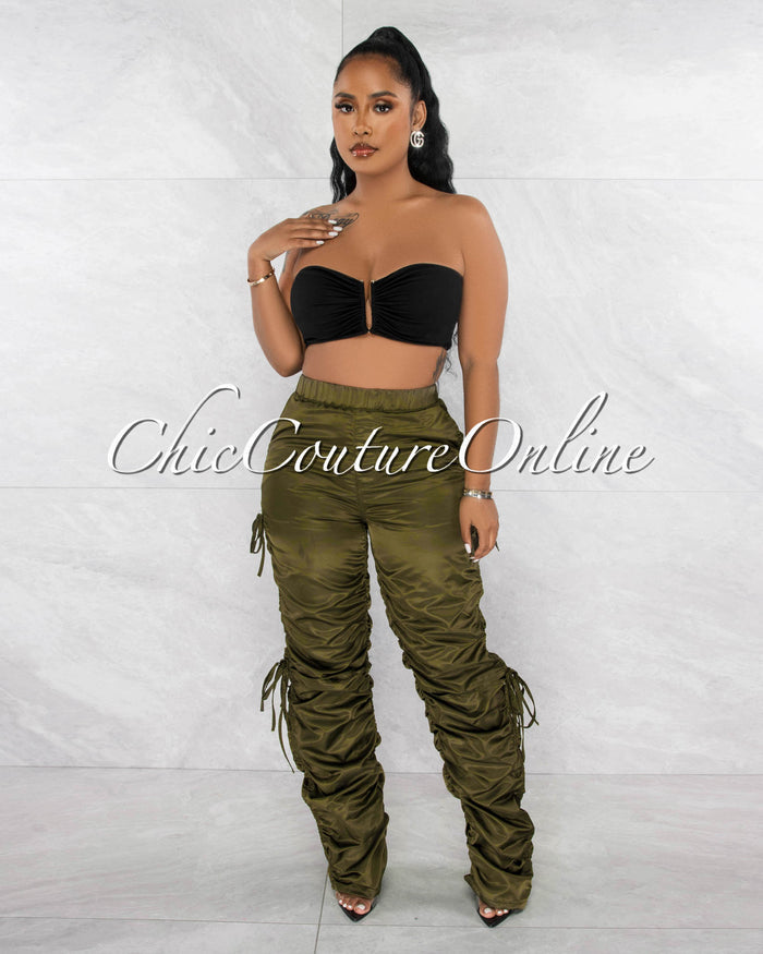 *Souly Black Gold V Neckline Accent Crop Top