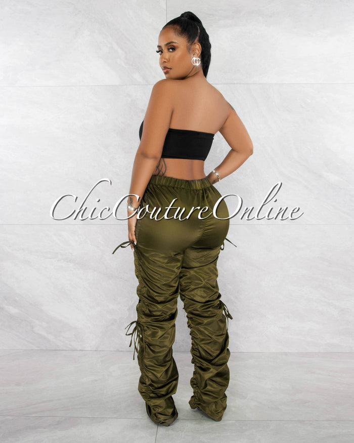 *Souly Black Gold V Neckline Accent Crop Top