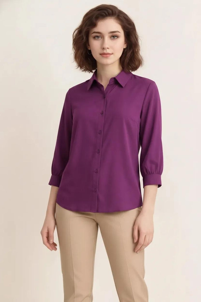 Spread Wine Collar Cotton Shirt