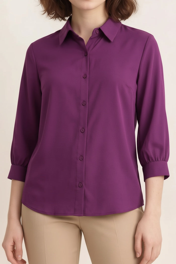 Spread Wine Collar Cotton Shirt