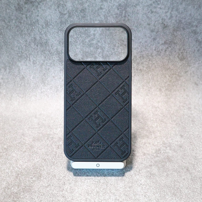 Stamped Leather H Phone Case For iPhone 17 / 16 / 15 / 14