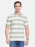 STRIPE POLO NECK PIQUE LYCRA  T-SHIRT