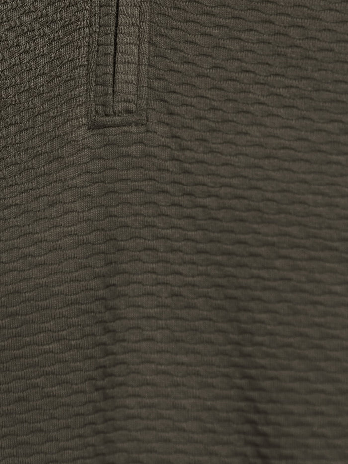 STRUCTURE HALF-ZIP POLO NECK POPCORN KNIT  T-SHIRT