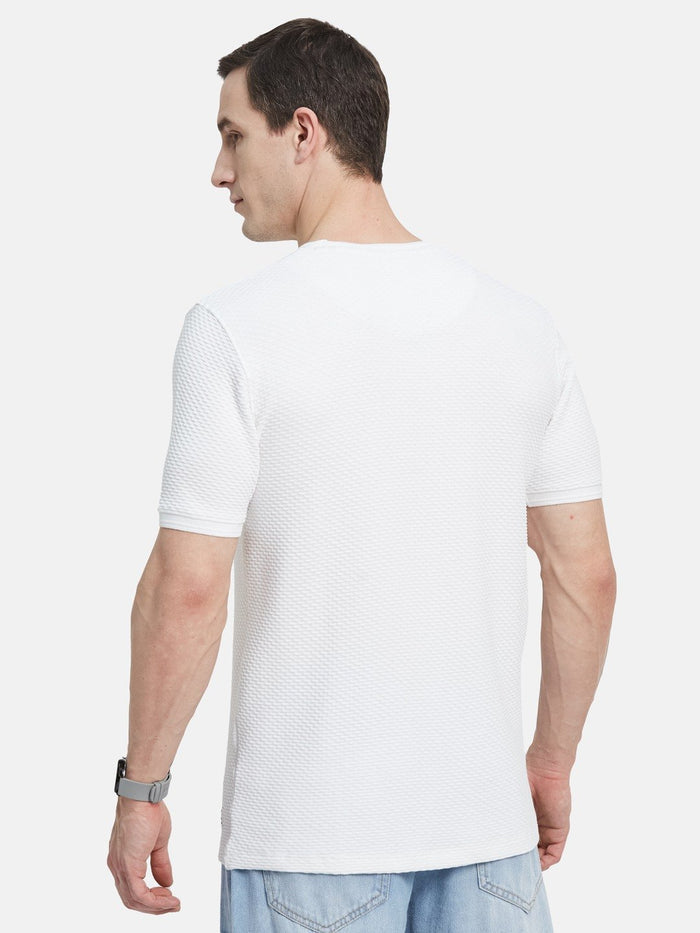 STRUCTURE ROUND NECK BUBBLE KNIT T-SHIRT
