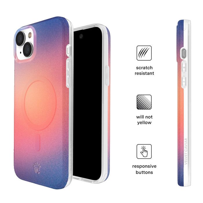 Sunset Glow Aura iPhone Case – Aesthetic Shockproof Phone Cover