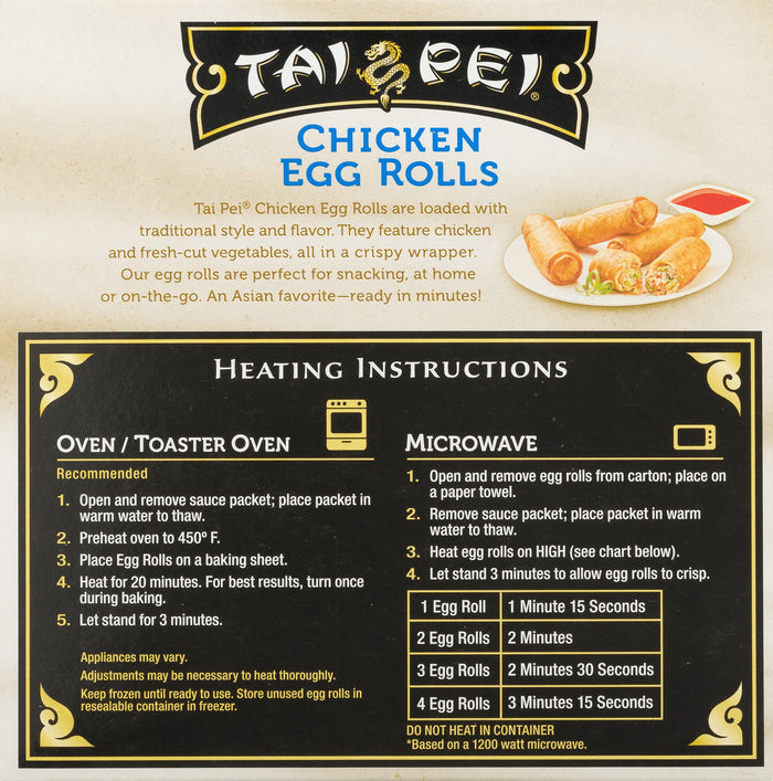 Tai Pei Chicken Egg Rolls Frozen Asian Appetizers 24.5 Oz