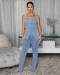Talara Light Blue Denim Top & Pants Set