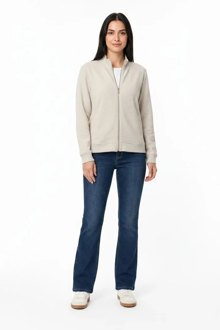 Textured Cotton Blend Full-Zip Sweatshirt - Vanilla (Co-ord Set Upper)