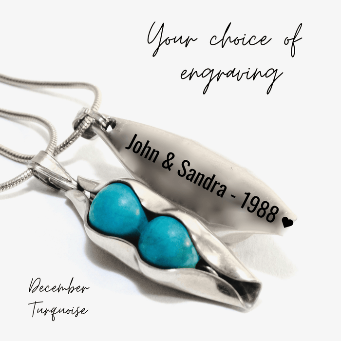 Three Pea In A Pod | Engraved Initials & 2 X Heart Charms | Any Birthstone Combination - RACHEL SHRIEVES DESIGN