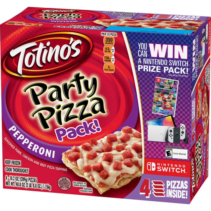 Totino's Party Pizza Pack, Pepperoni Flavored, Frozen Pizza, 4 Ct