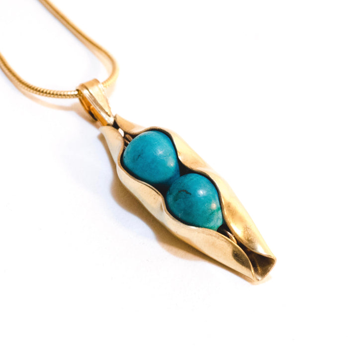 Turquoise Two Peas in a Pod Necklace | Personalised Gift