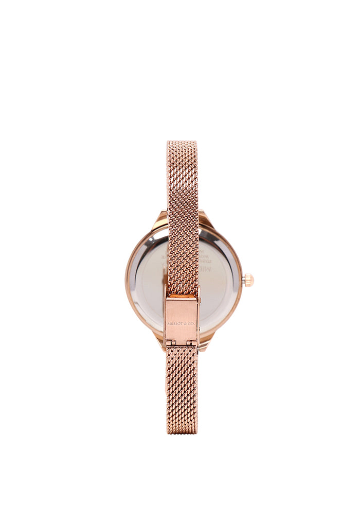 Valerie Mesh Strap Analog Watch with Bangle Set (Beige)