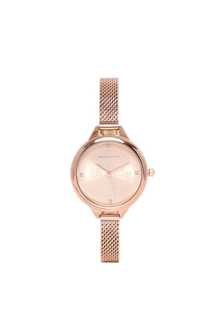 Vera Mesh Strap Analog Watch (Rose Gold)