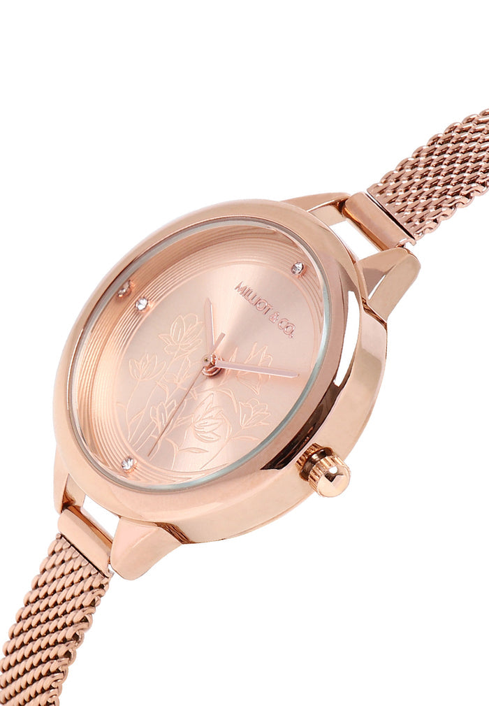 Vera Mesh Strap Analog Watch (Rose Gold)