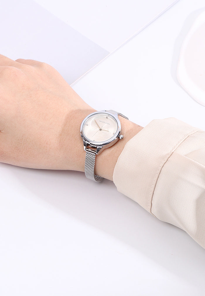 Vera Mesh Strap Analog Watch (Silver)