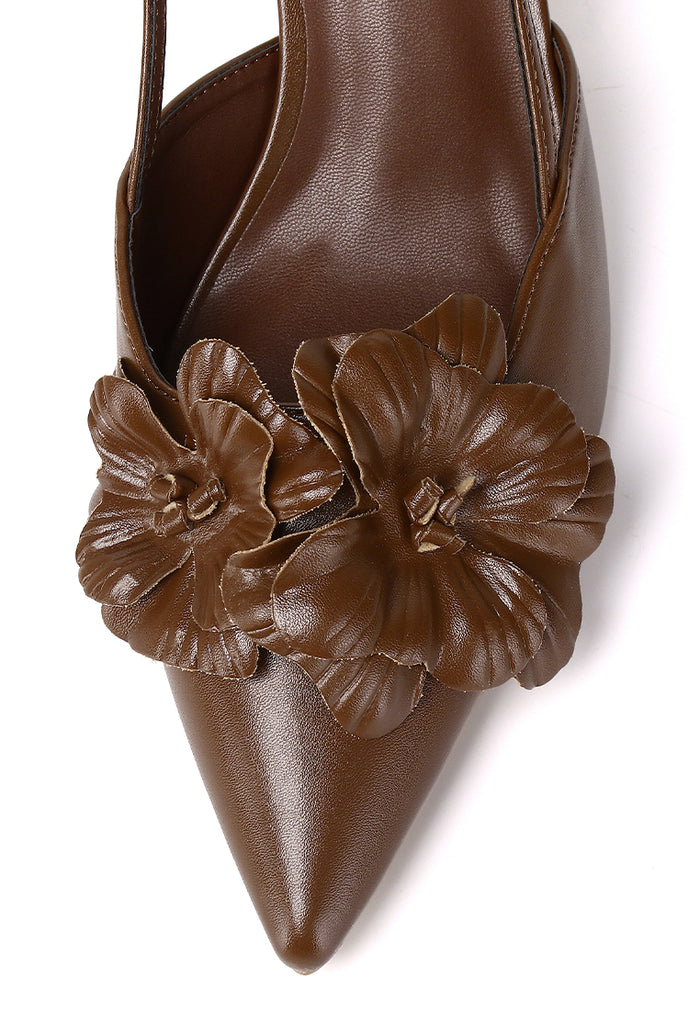 Veronica Floral Heels (Brown)