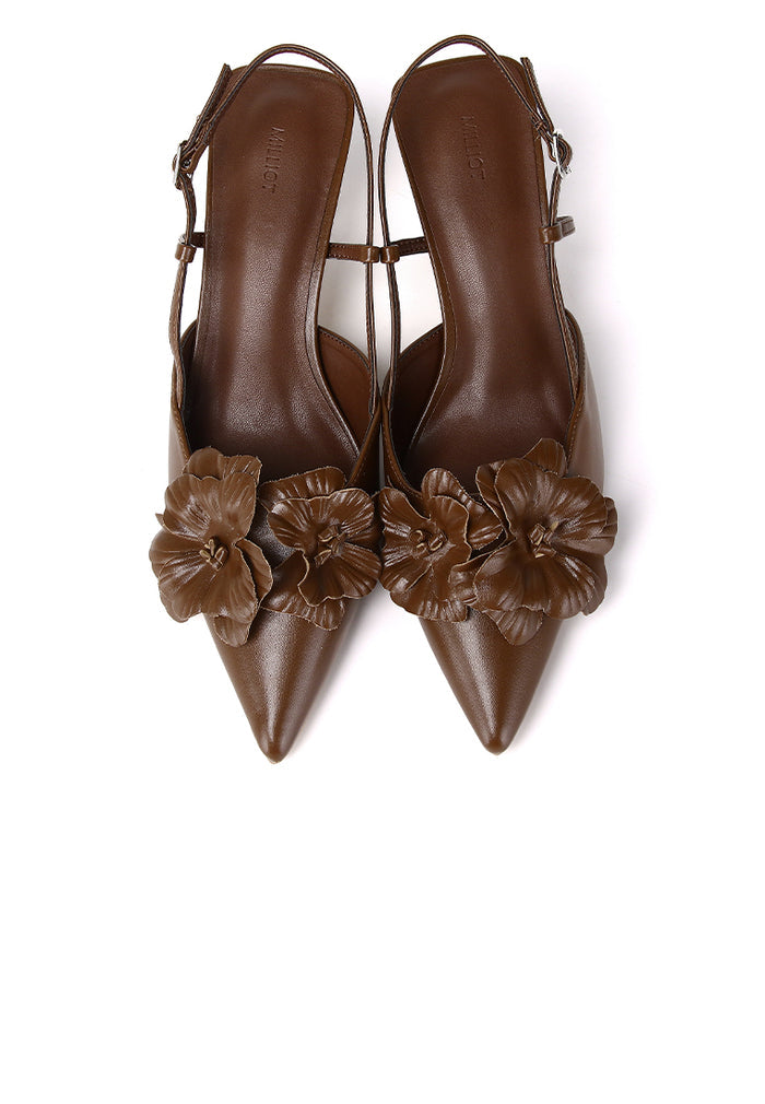 Veronica Floral Heels (Brown)