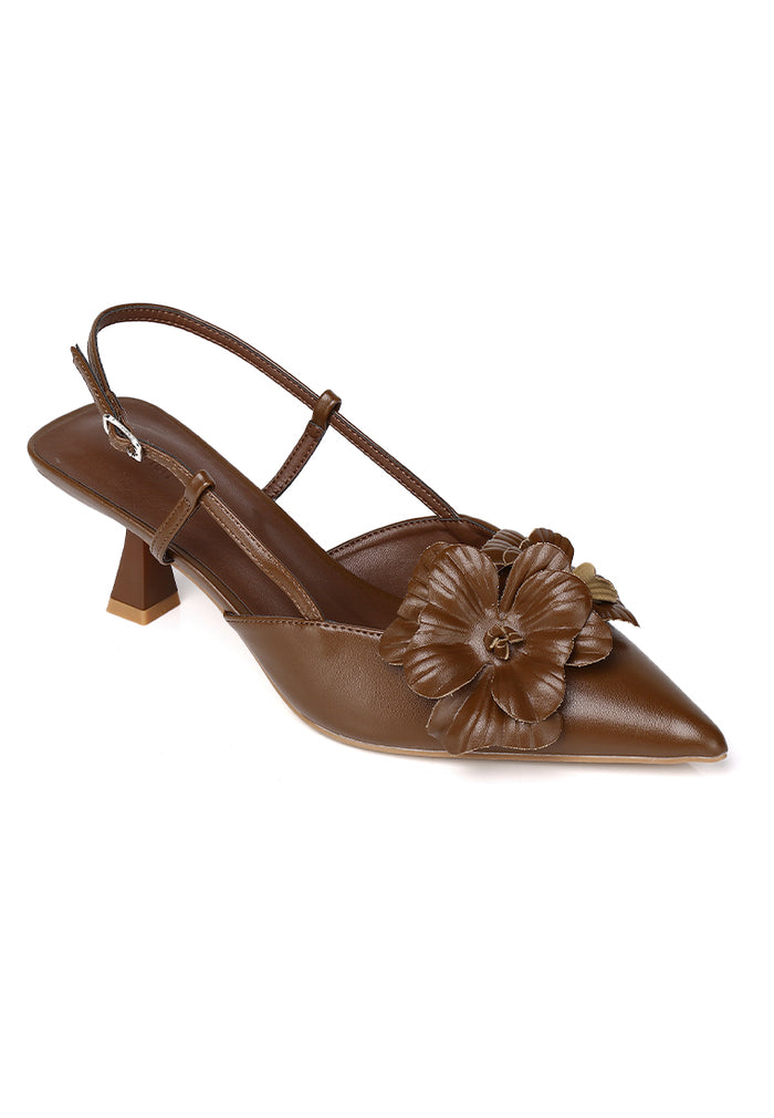Veronica Floral Heels (Brown)