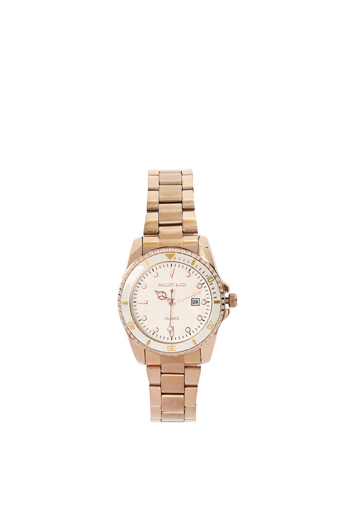 Victoria Rose Gold Stainless Steel Strap Watch V2 (Beige)