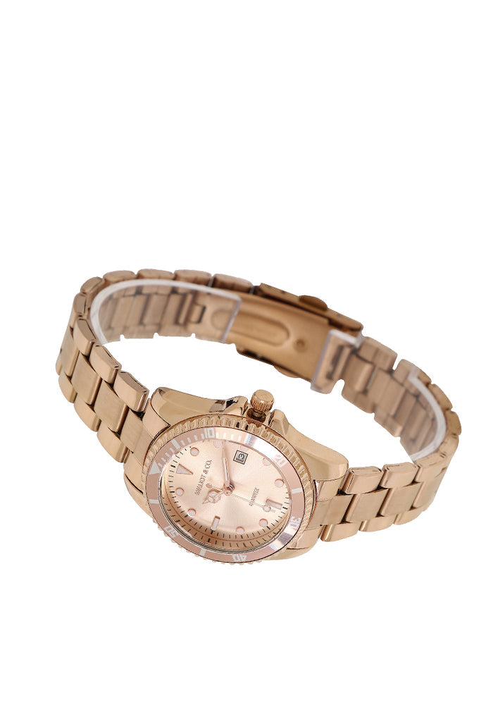 Victoria Rose Gold Stainless Steel Strap Watch V2 (Salmon)