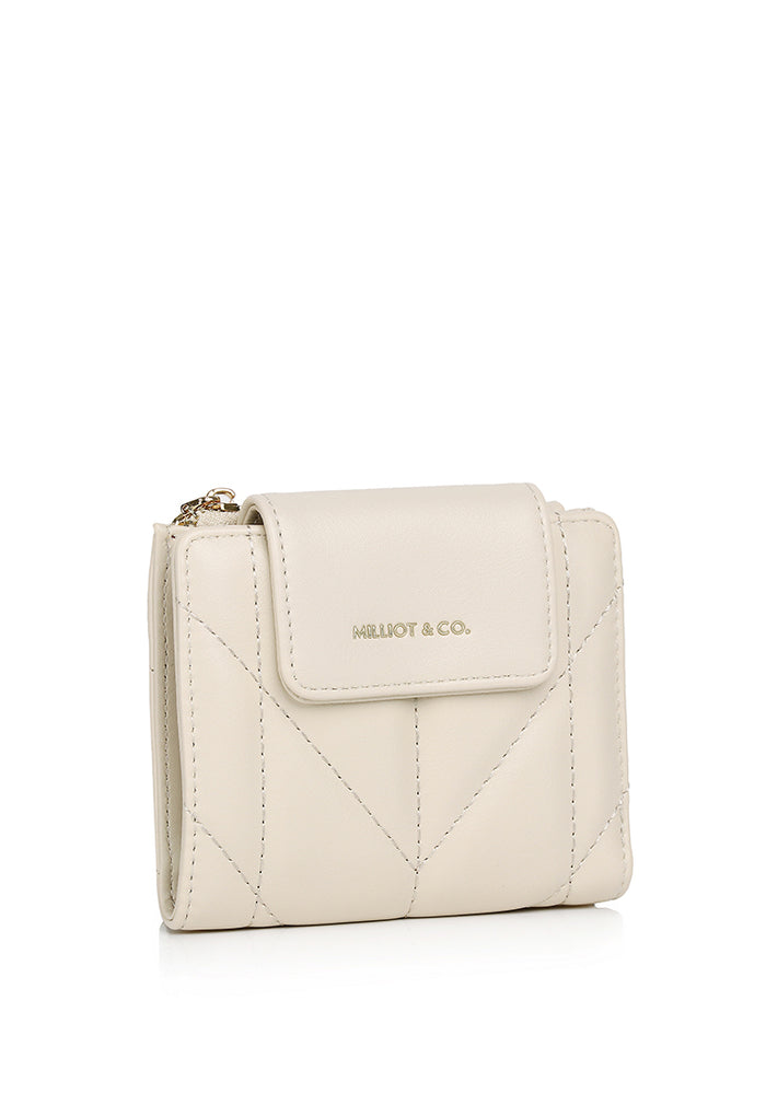 Viean Quilted Top Zip Mini Wallet (Beige)