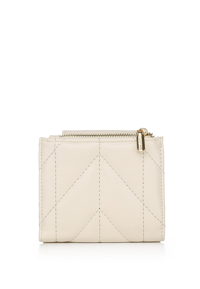 Viean Quilted Top Zip Mini Wallet (Beige)