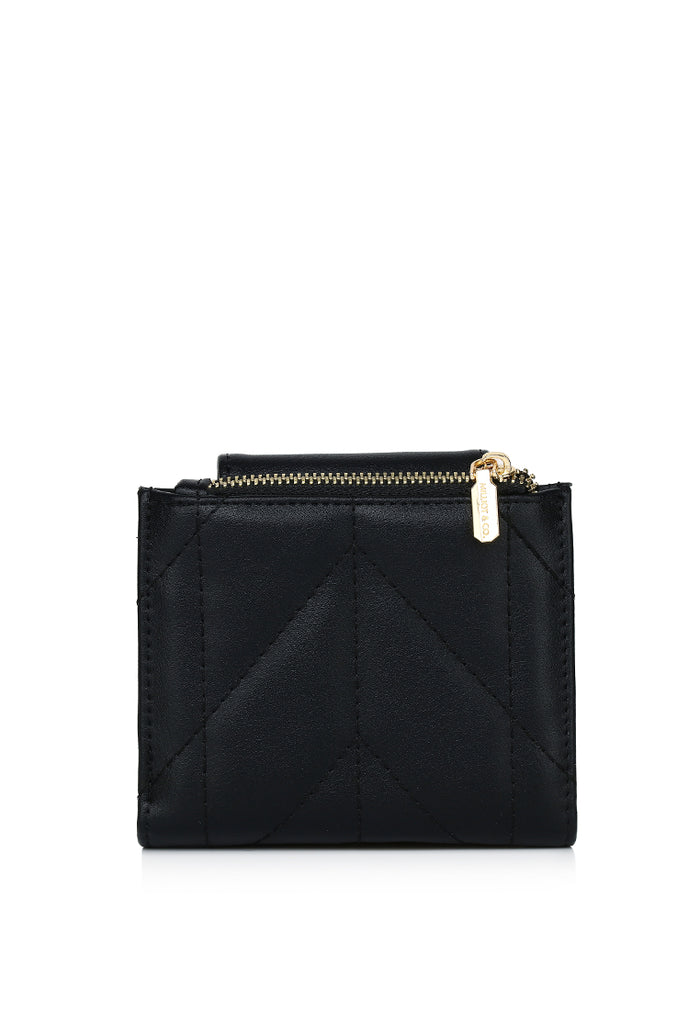 Viean Quilted Top Zip Mini Wallet (Black)