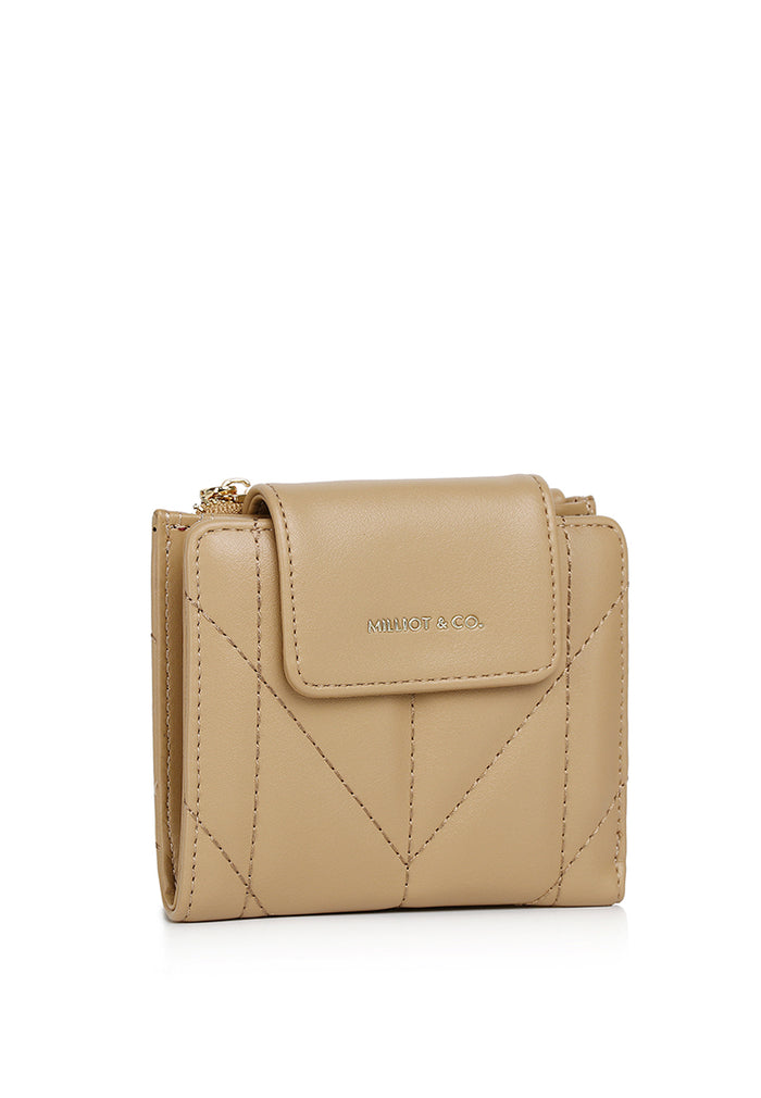Viean Quilted Top Zip Mini Wallet (Burlywood)