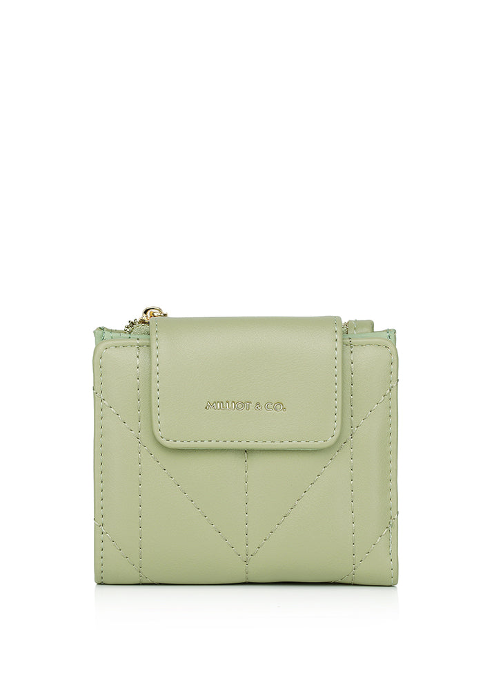 Viean Quilted Top Zip Mini Wallet (Light Green)