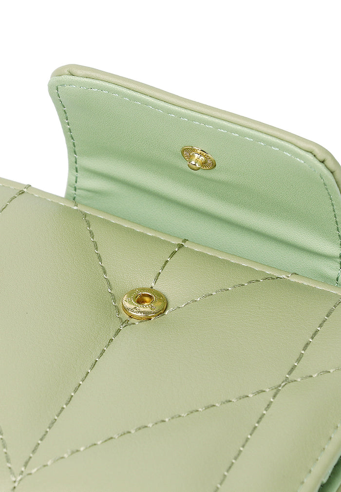 Viean Quilted Top Zip Mini Wallet (Light Green)