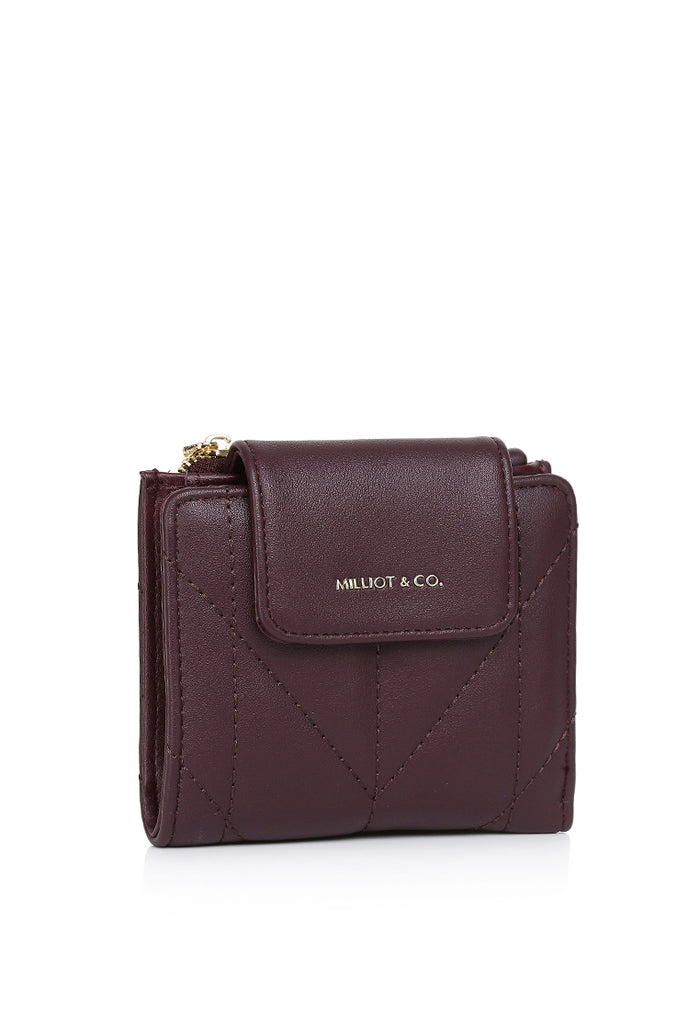 Viean Quilted Top Zip Mini Wallet (Maroon)
