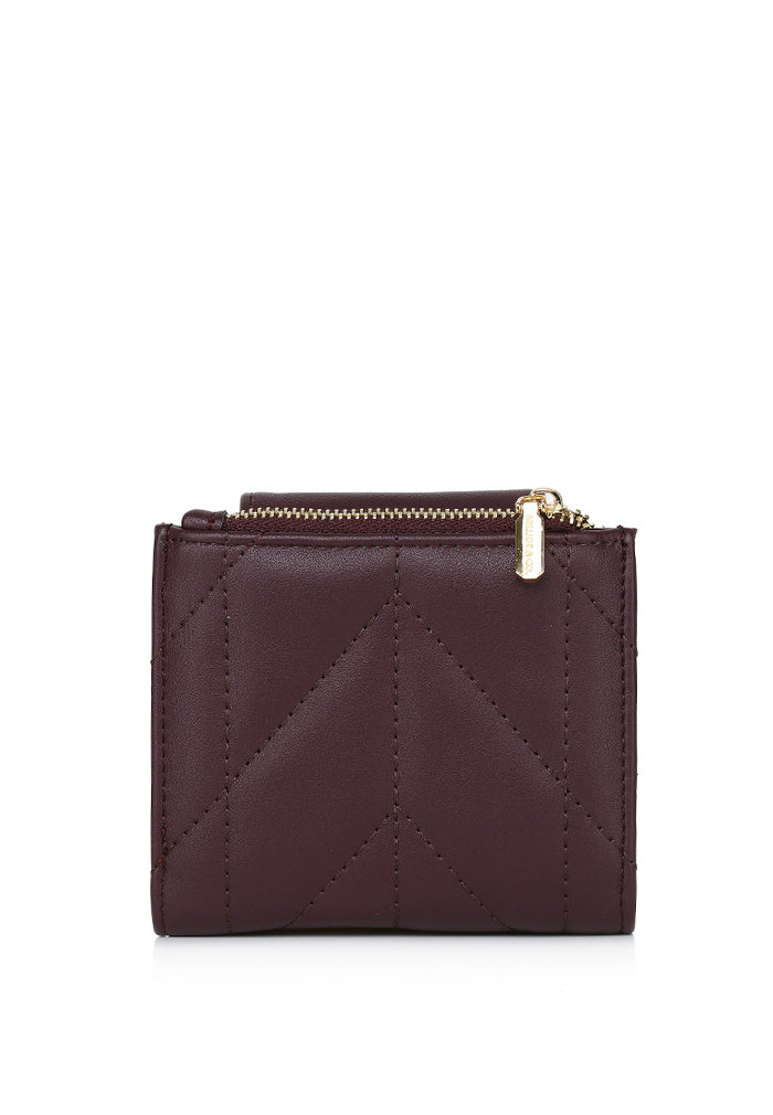 Viean Quilted Top Zip Mini Wallet (Maroon)