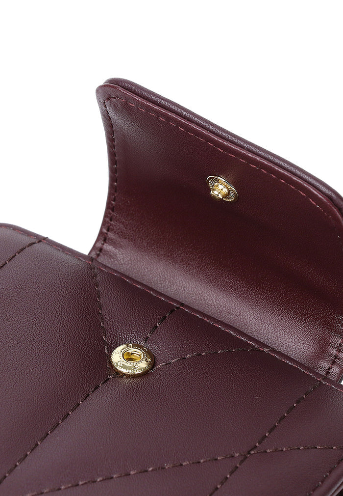 Viean Quilted Top Zip Mini Wallet (Maroon)