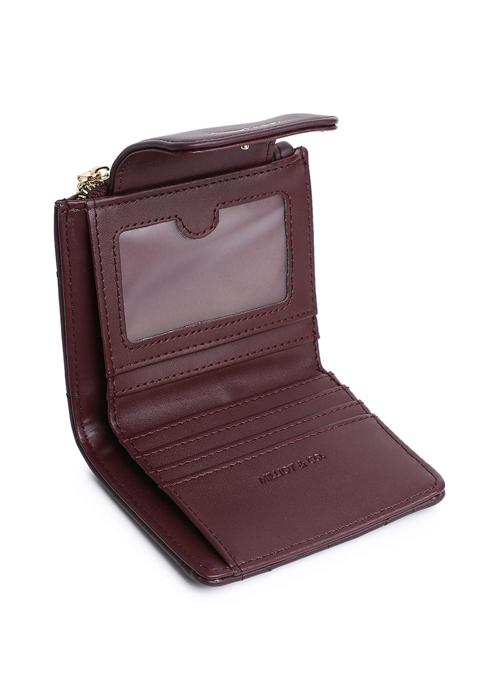 Viean Quilted Top Zip Mini Wallet (Maroon)