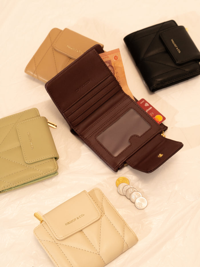 Viean Quilted Top Zip Mini Wallet (Maroon)