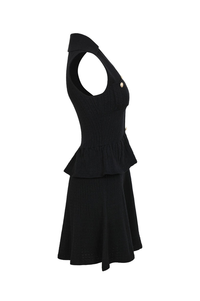 Virginia Black Pointelle Knit Mini Dress (SHIPS 4/17)