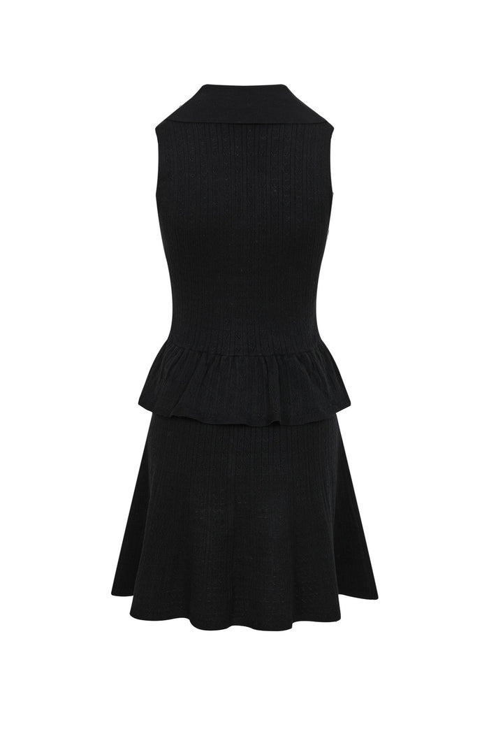 Virginia Black Pointelle Knit Mini Dress (SHIPS 4/17)