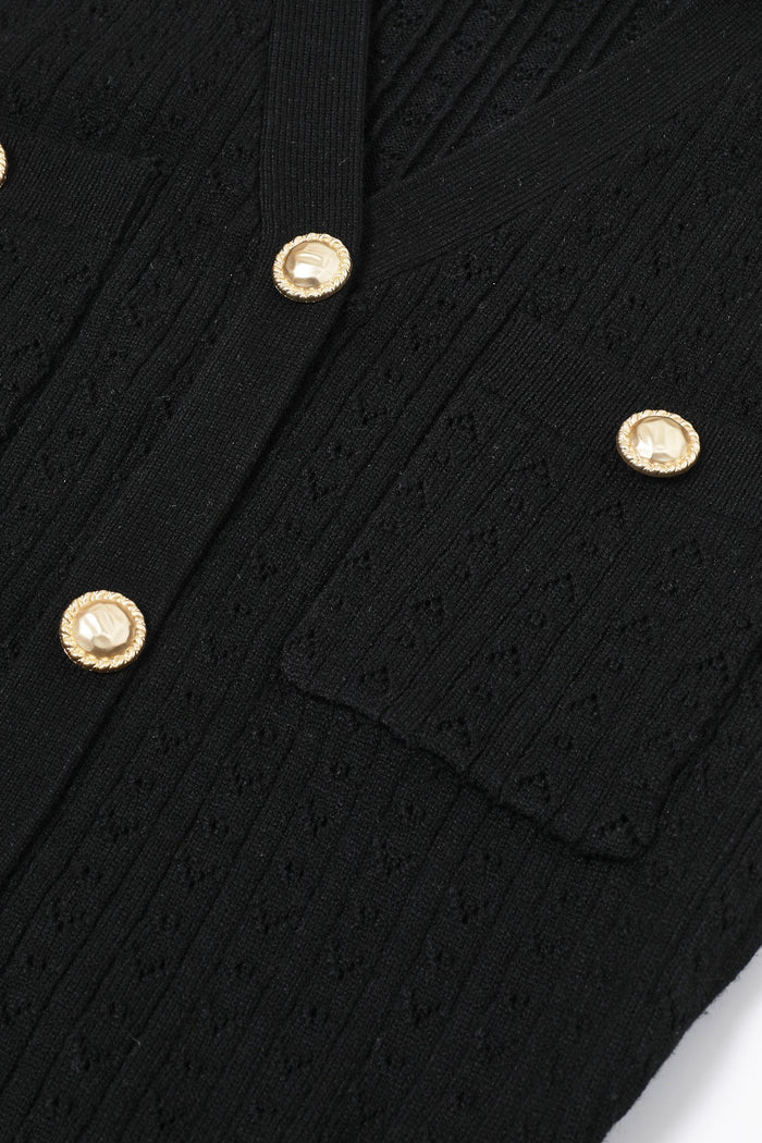 Virginia Black Pointelle Knit Mini Dress (SHIPS 4/17)