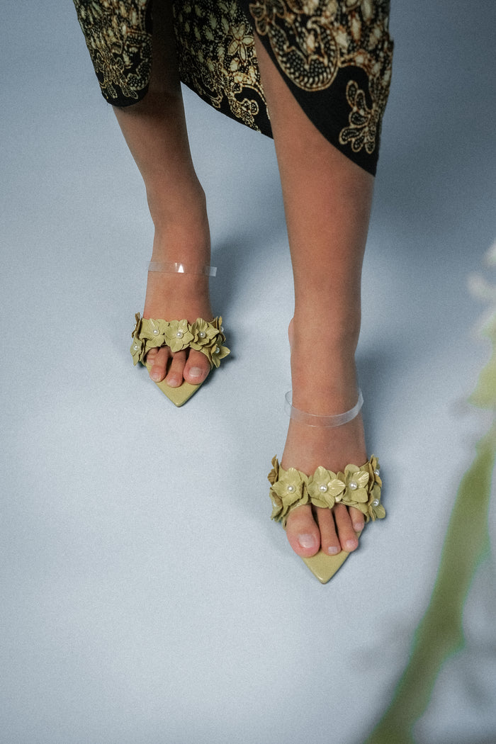 Vivienne Floral Heels (Mustard)