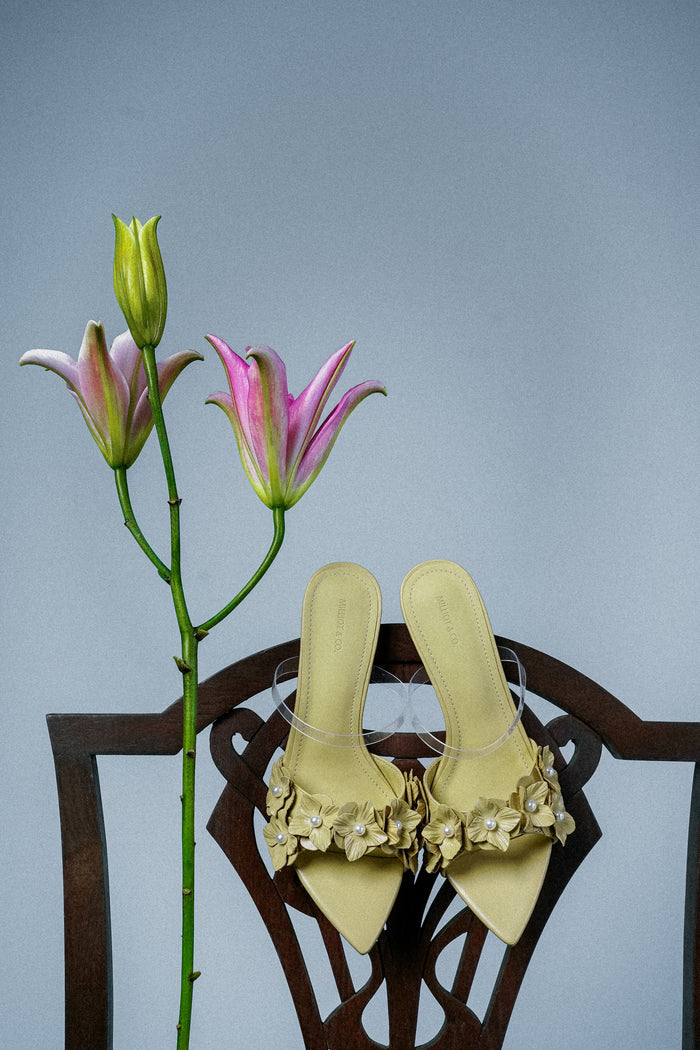 Vivienne Floral Heels (Mustard)