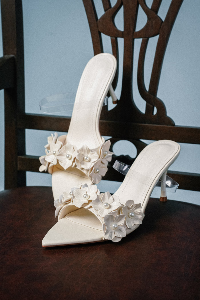 Vivienne Floral Heels (White)