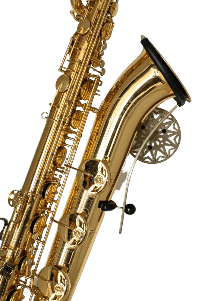 baritone saxophone in wallmount Samba with sax on white wall by Locoparasaxo.com
