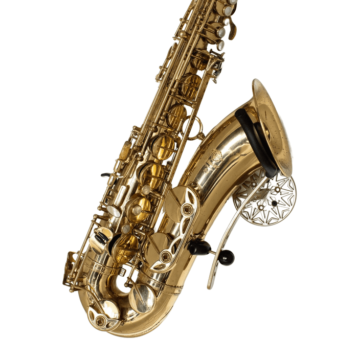 gold colored Selmer Mark 7 tenor saxophone in wallmount  Samba Bronze by Locoparasaxo.com