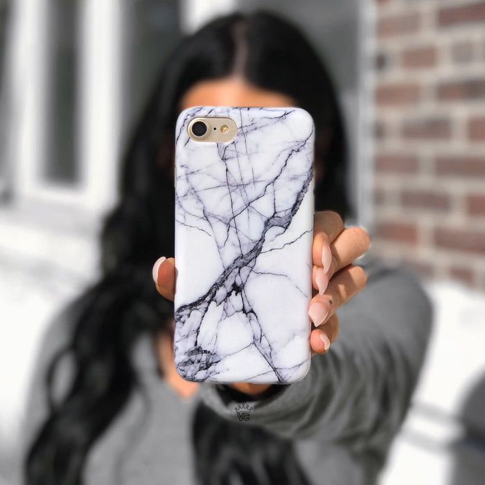 White & Gray Marble iPhone Case – Trendy Protective Phone Cover